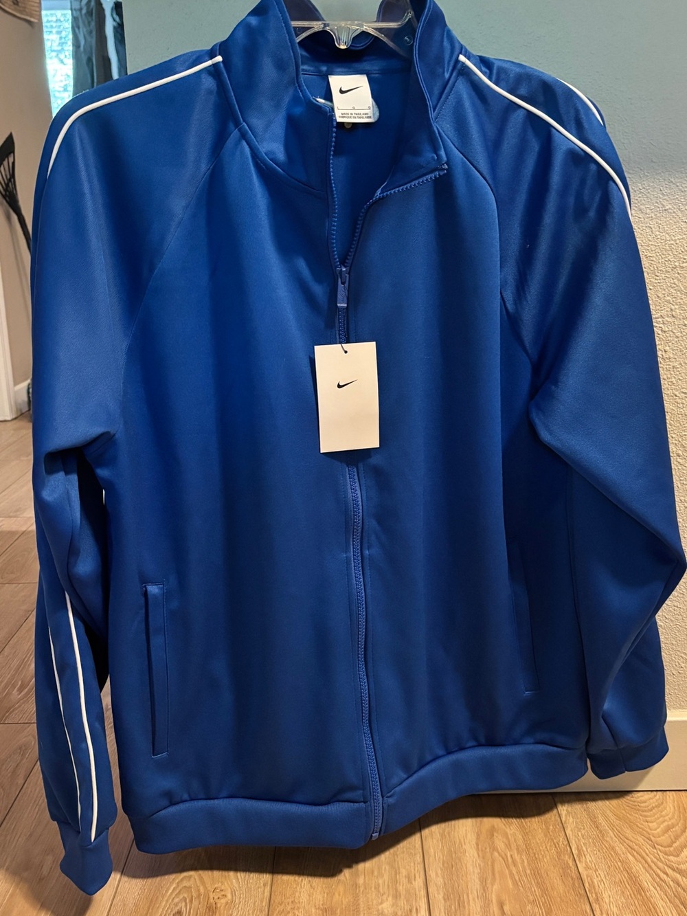 Brand New Nike Royal Blue Full-Zip Athletic Track Jacket with White Trim Mens L